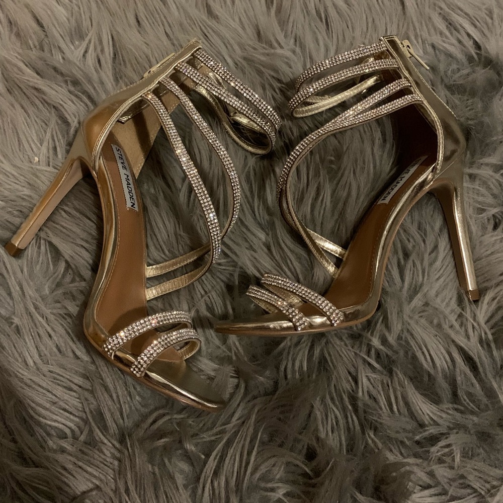 Worn only once! Steve Madden Sparkly Gold Heels